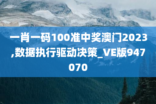 一肖一码100准中奖澳门2023,数据执行驱动决策_VE版947070