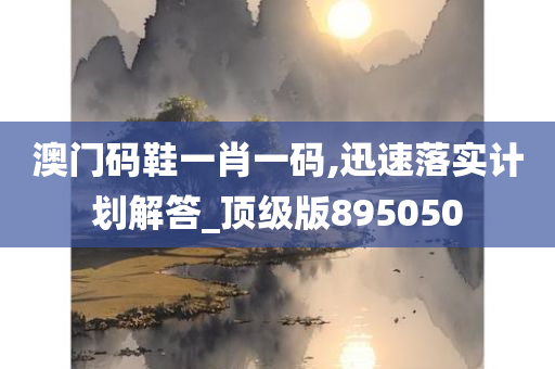 澳门码鞋一肖一码,迅速落实计划解答_顶级版895050