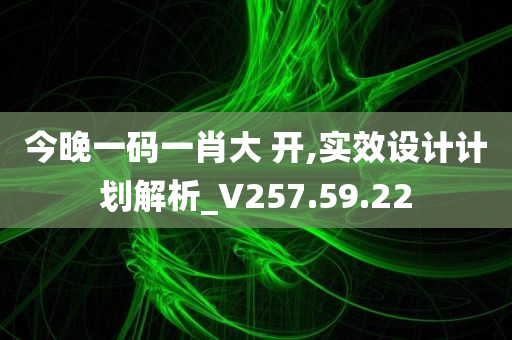 今晚一码一肖大 开,实效设计计划解析_V257.59.22