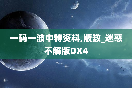 一码一波中特资料,版数_迷惑不解版DX4