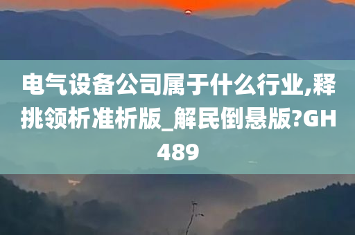 电气设备公司属于什么行业,释挑领析准析版_解民倒悬版?GH489