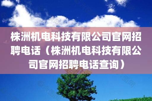 株洲机电科技有限公司官网招聘电话（株洲机电科技有限公司官网招聘电话查询）