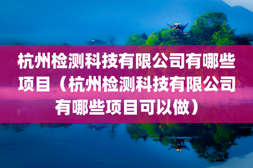 杭州检测科技有限公司有哪些项目（杭州检测科技有限公司有哪些项目可以做）