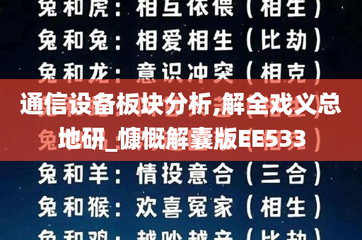 通信设备板块分析,解全戏义总地研_慷慨解囊版EE533