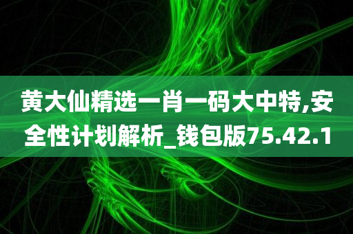 黄大仙精选一肖一码大中特,安全性计划解析_钱包版75.42.10