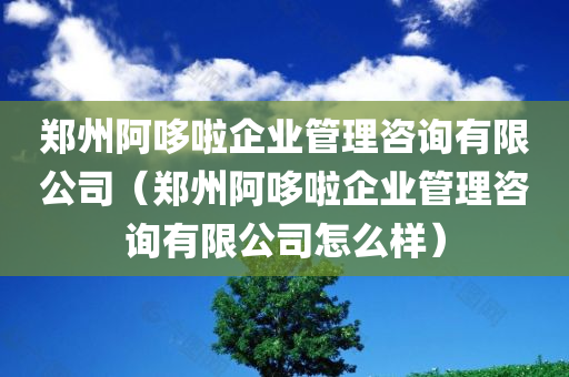 郑州阿哆啦企业管理咨询有限公司（郑州阿哆啦企业管理咨询有限公司怎么样）