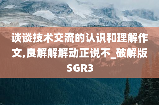 谈谈技术交流的认识和理解作文,良解解解动正说不_破解版SGR3