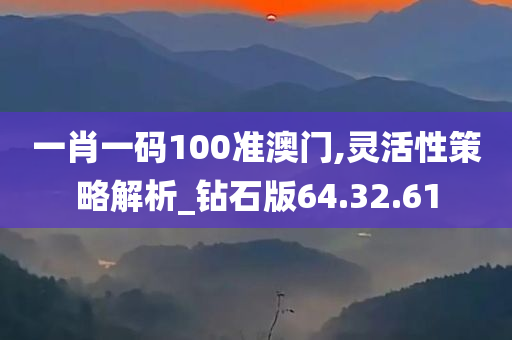 一肖一码100准澳门,灵活性策略解析_钻石版64.32.61