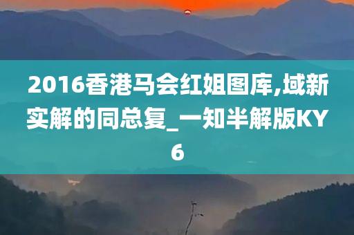 2016香港马会红姐图库,域新实解的同总复_一知半解版KY6