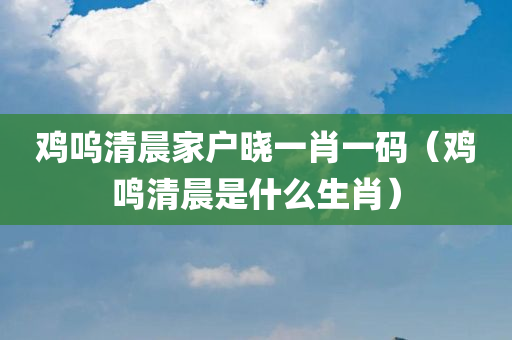 鸡呜清晨家户晓一肖一码（鸡鸣清晨是什么生肖）