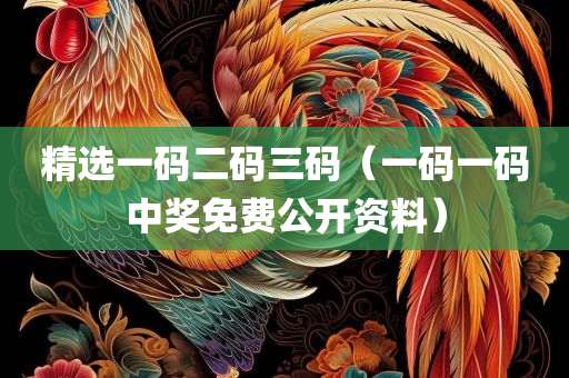 精选一码二码三码（一码一码中奖免费公开资料）