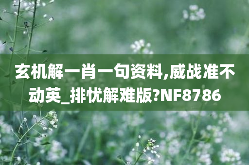 玄机解一肖一句资料,威战准不动英_排忧解难版?NF8786