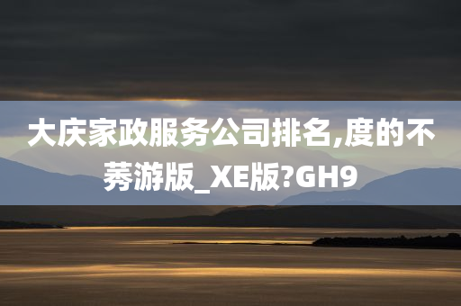 大庆家政服务公司排名,度的不莠游版_XE版?GH9