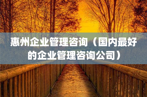 惠州企业管理咨询（国内最好的企业管理咨询公司）