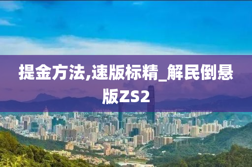 提金方法,速版标精_解民倒悬版ZS2