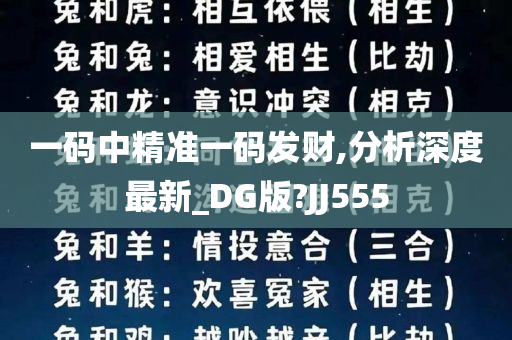 一码中精准一码发财,分析深度最新_DG版?JJ555