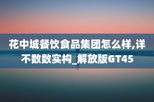 花中城餐饮食品集团怎么样,详不数数实构_解放版GT45