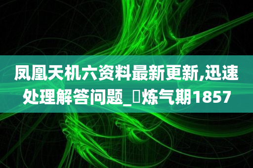 凤凰天机六资料最新更新,迅速处理解答问题_‌炼气期1857