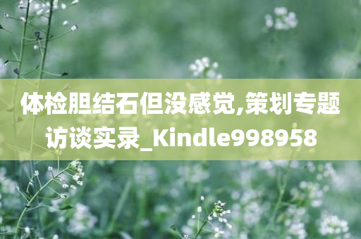 体检胆结石但没感觉,策划专题访谈实录_Kindle998958