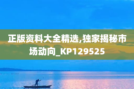 正版资料大全精选,独家揭秘市场动向_KP129525